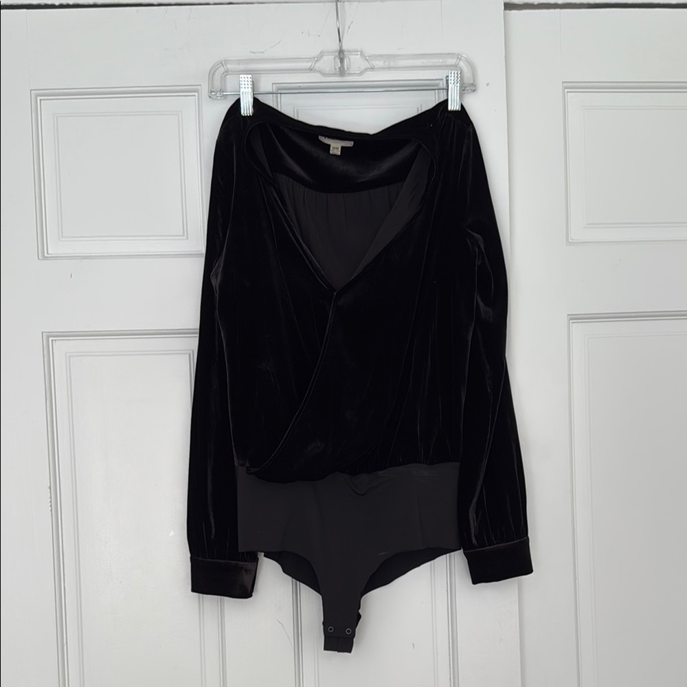 Elegant Black Velvet Bodysuit Top
